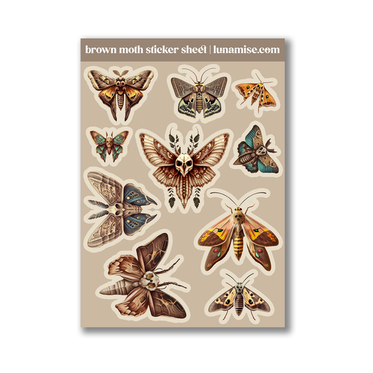 Brown Moth Sticker Sheet