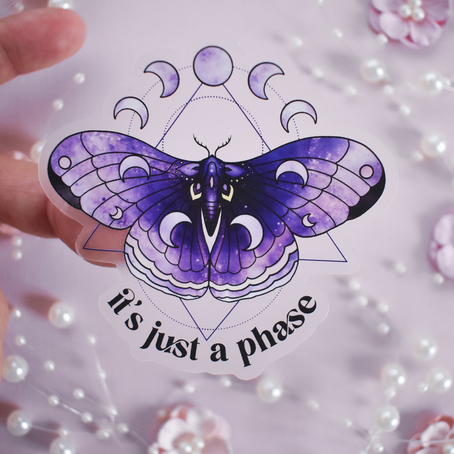 Just a Phase Moth Die Cut Sticker