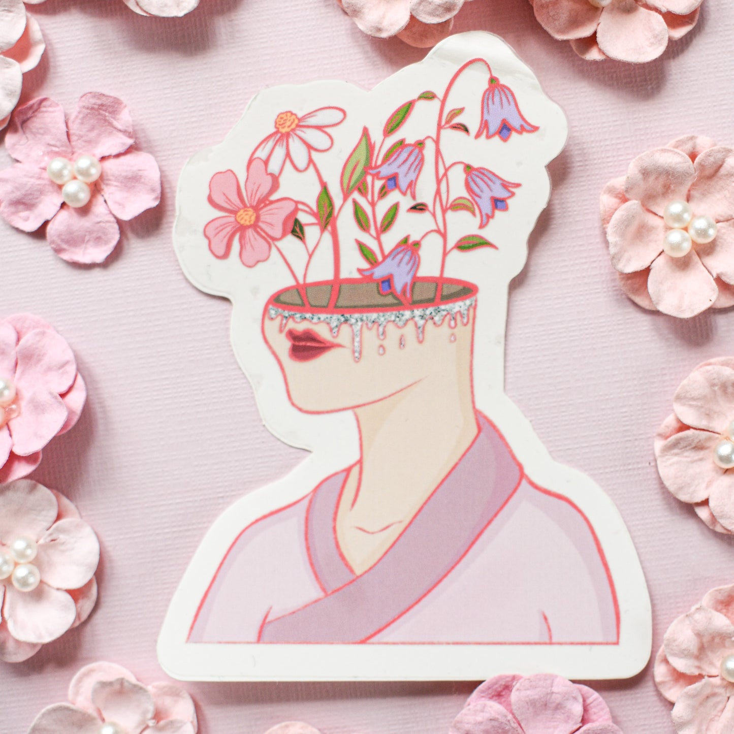 Clear Plant Head Die Cut Sticker