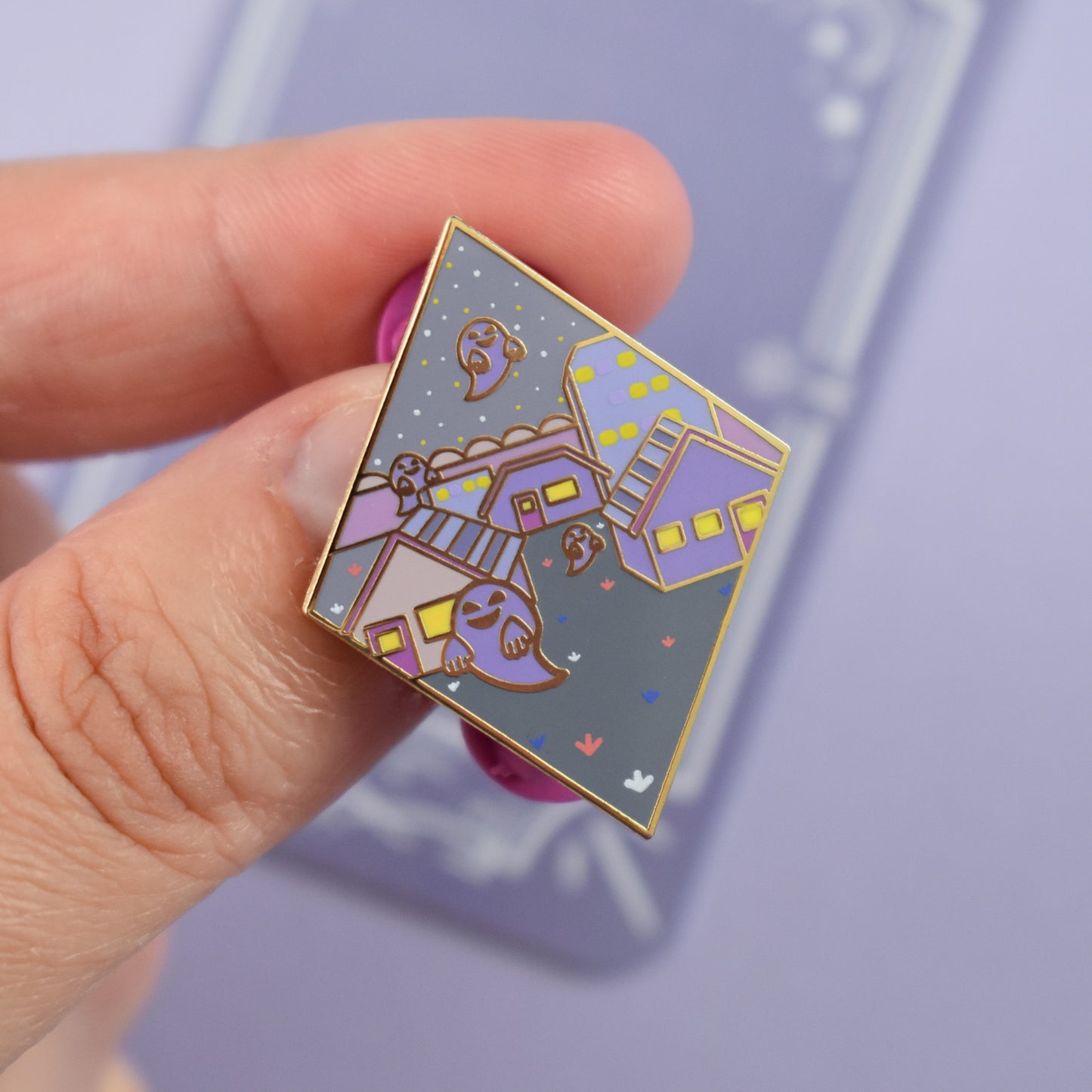 Purple Town Enamel Pin