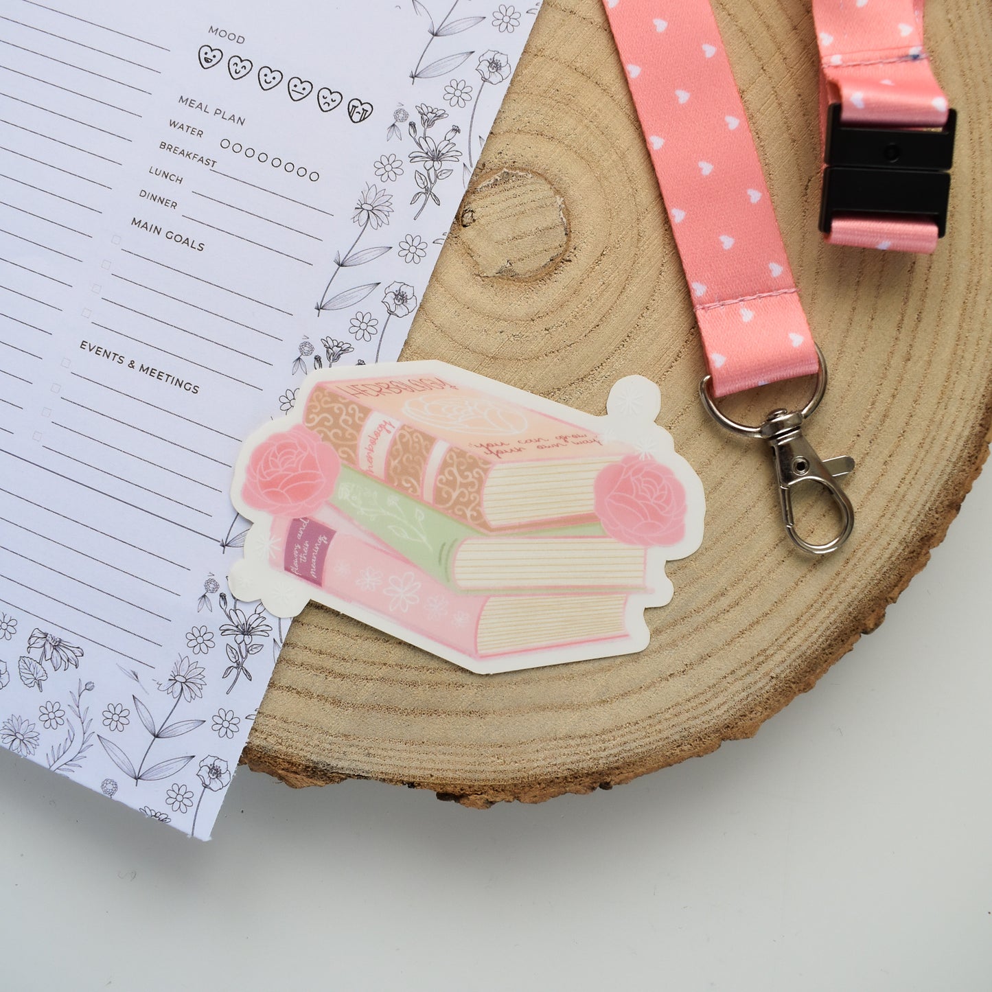 Clear Stack of Books Die Cut Sticker