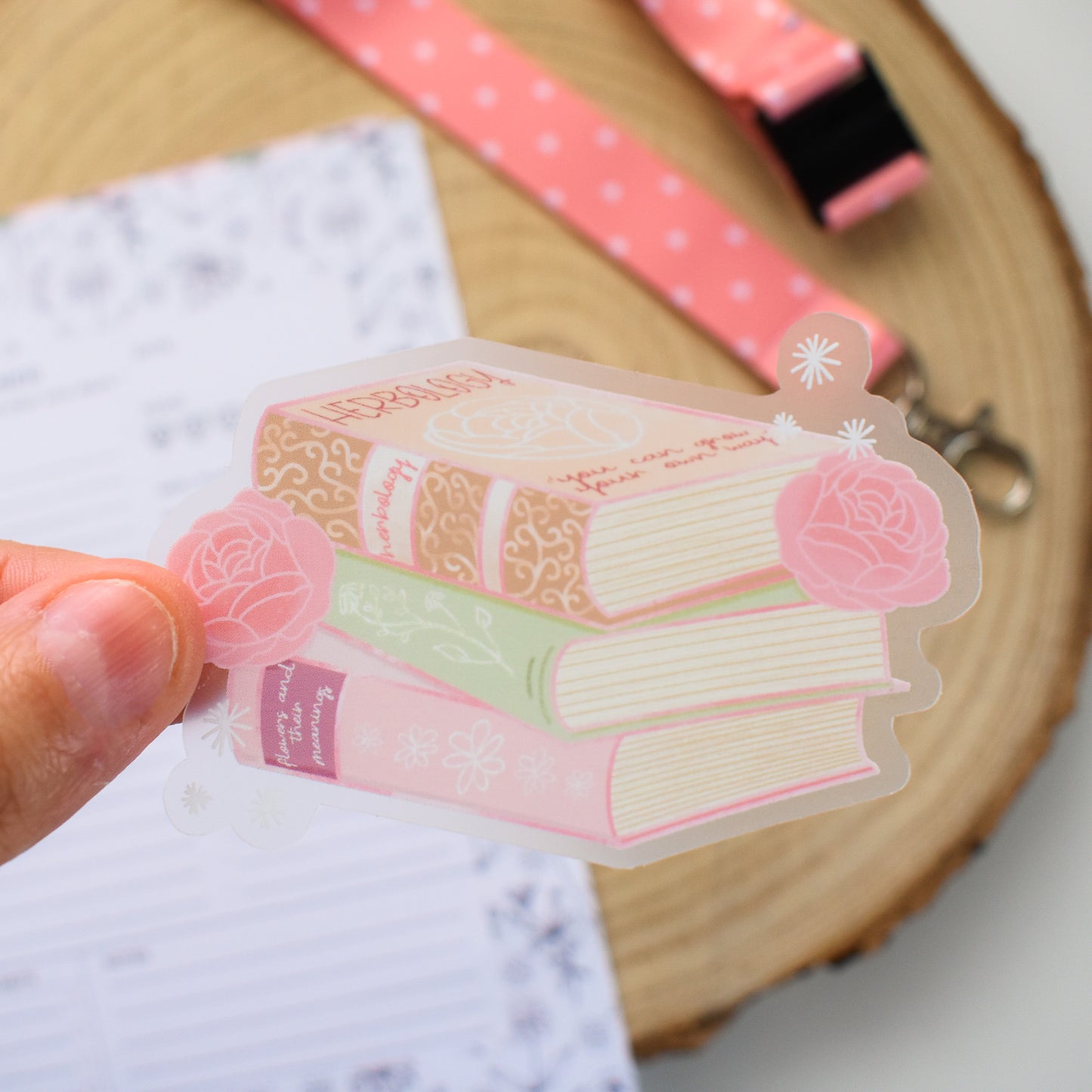 Clear Stack of Books Die Cut Sticker