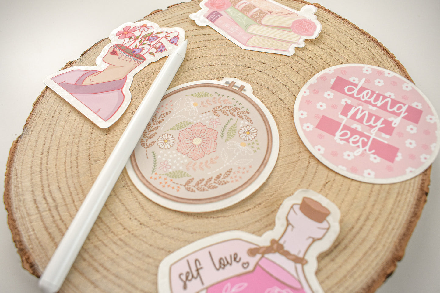 Clear Stack of Books Die Cut Sticker