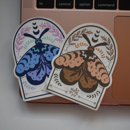 Clear Brown Moth Die Cut Sticker