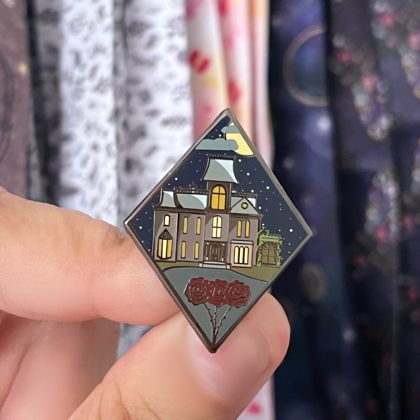 Spooky Family House Enamel Pin