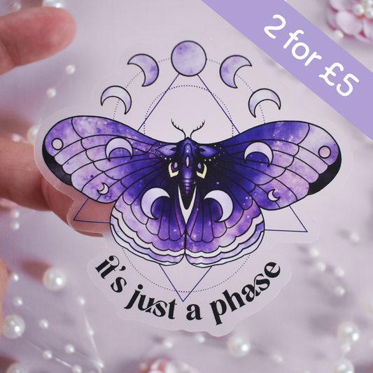 Just a Phase Moth Die Cut Sticker