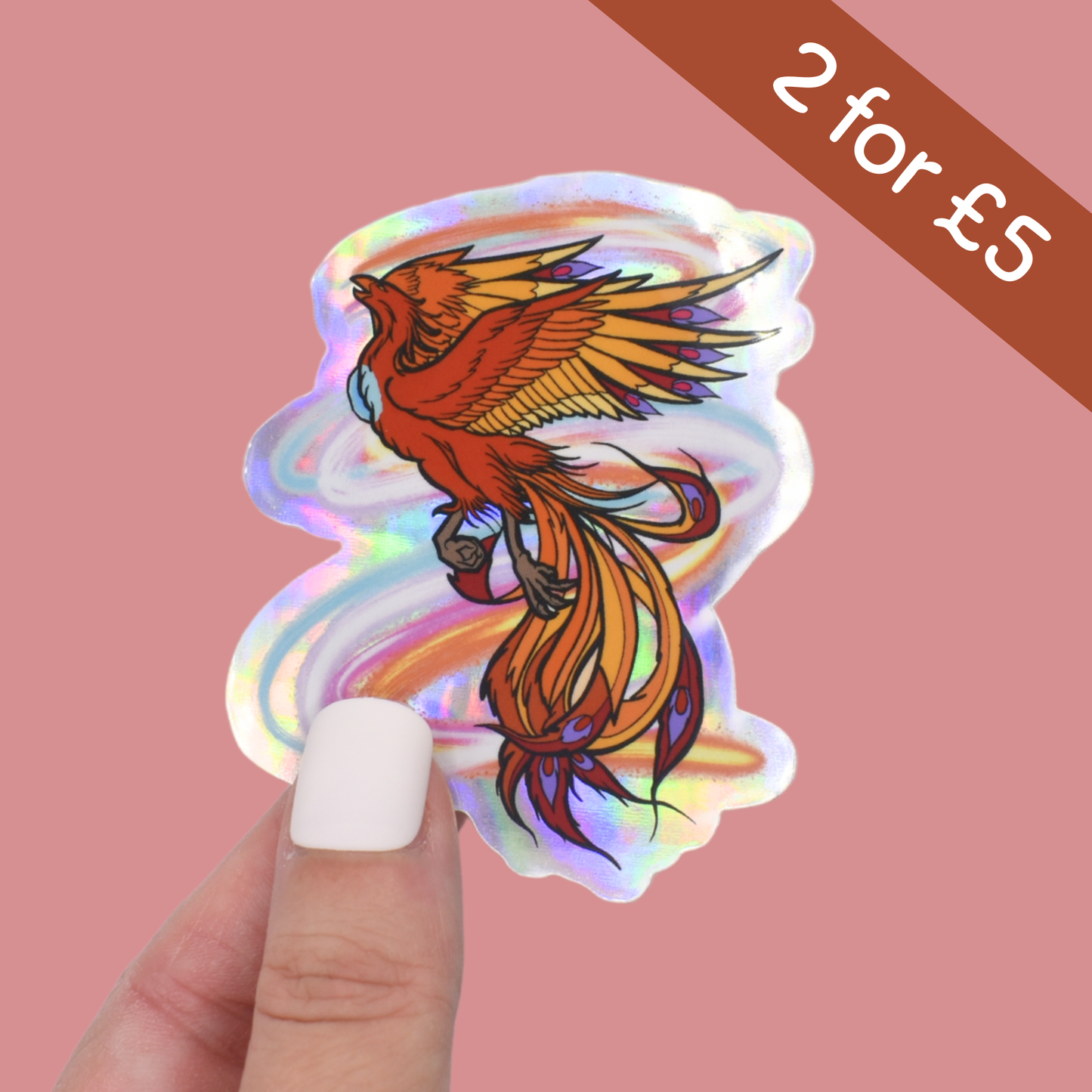 Phoenix Holographic Die Cut Sticker