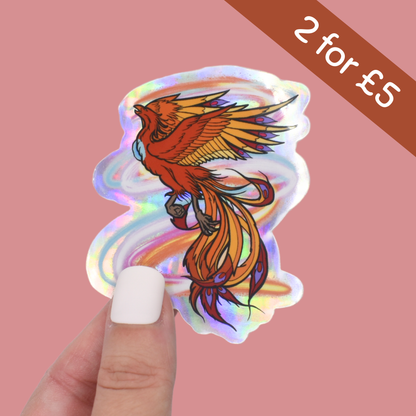 Phoenix Holographic Die Cut Sticker