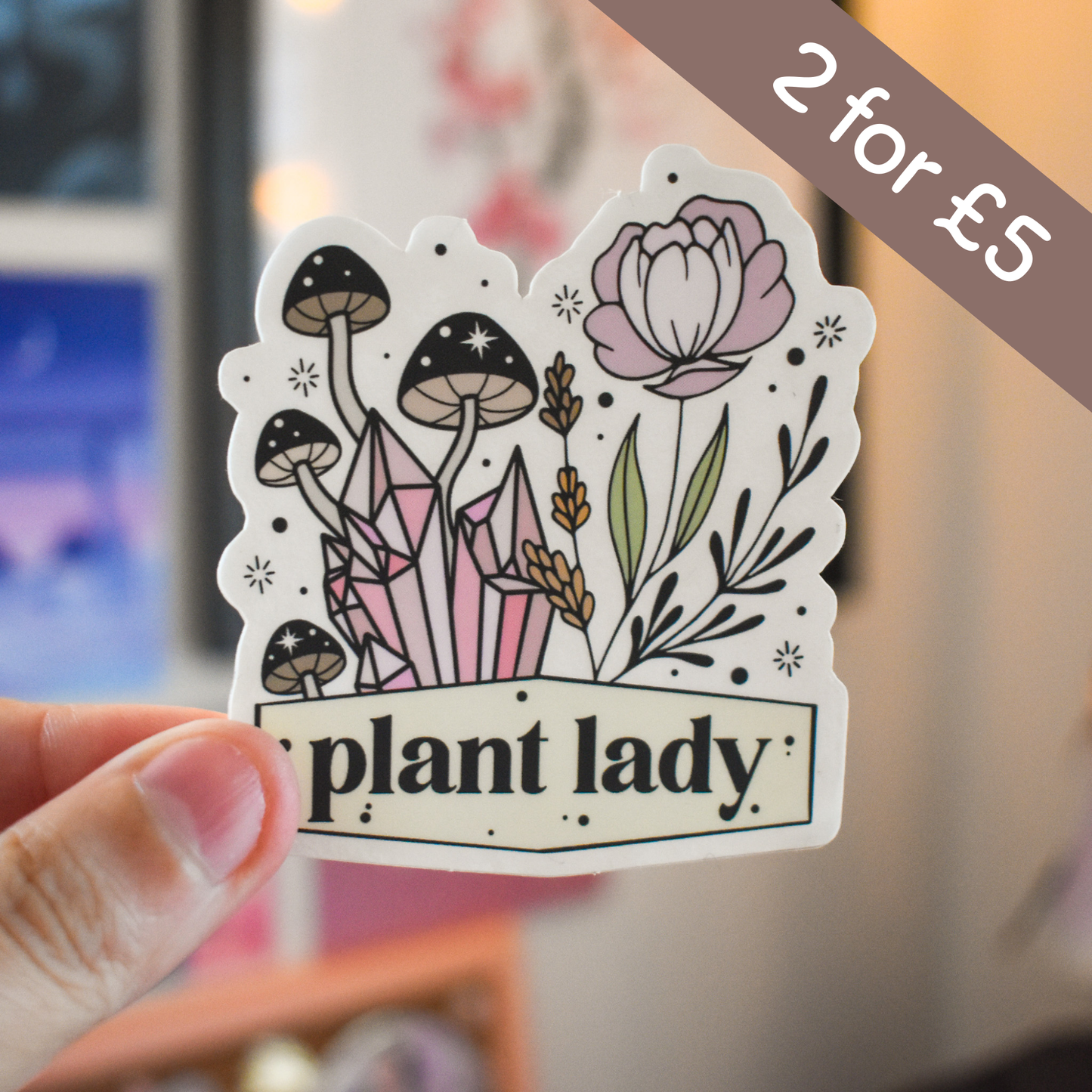 Clear Plant Lady Die Cut Sticker