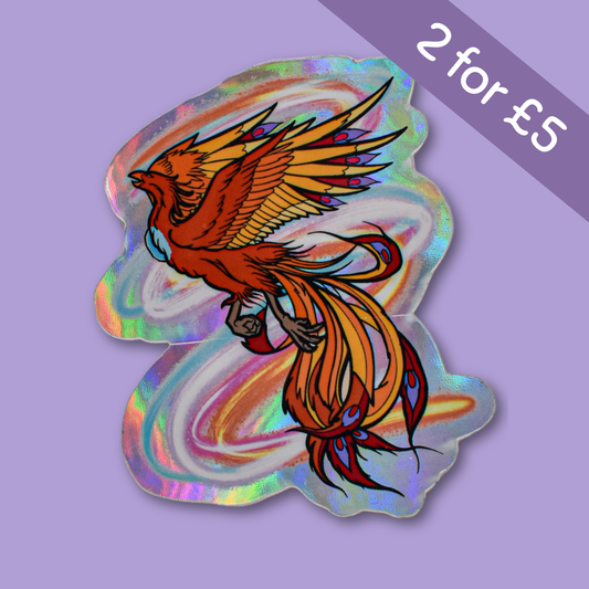 Phoenix Holographic Die Cut Sticker