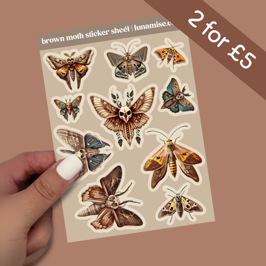 Brown Moth Sticker Sheet