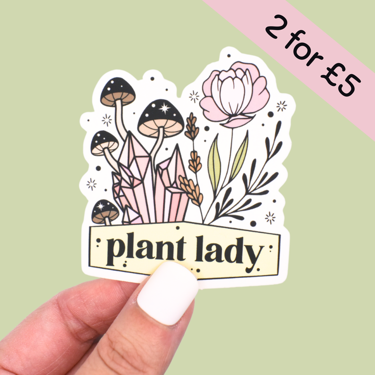 Clear Plant Lady Die Cut Sticker