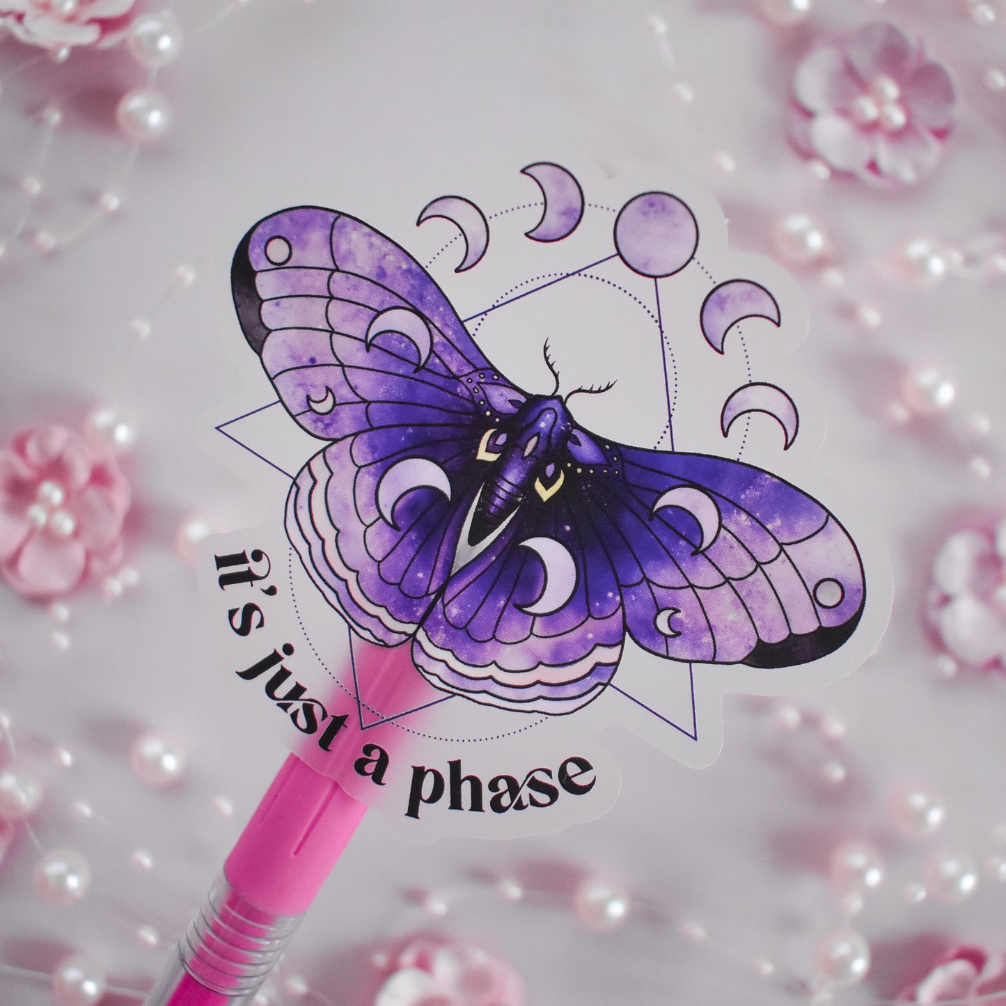 Just a Phase Moth Die Cut Sticker