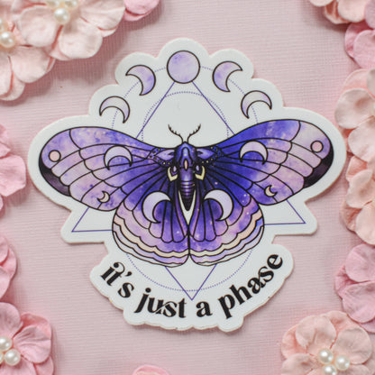 Just a Phase Moth Die Cut Sticker