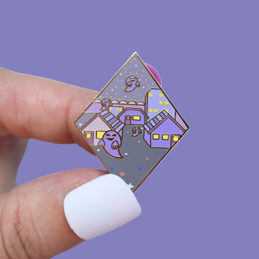 Purple Town Enamel Pin