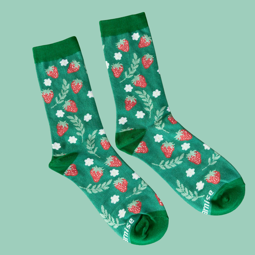 Strawberry Pattern Knitted Socks