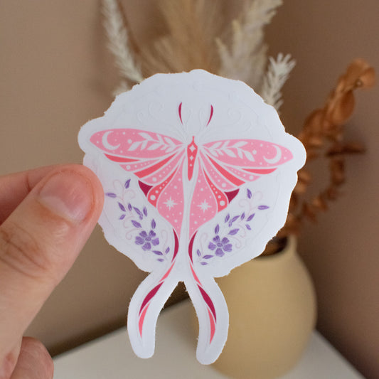 Botanical Moth Transparent Die Cut Sticker