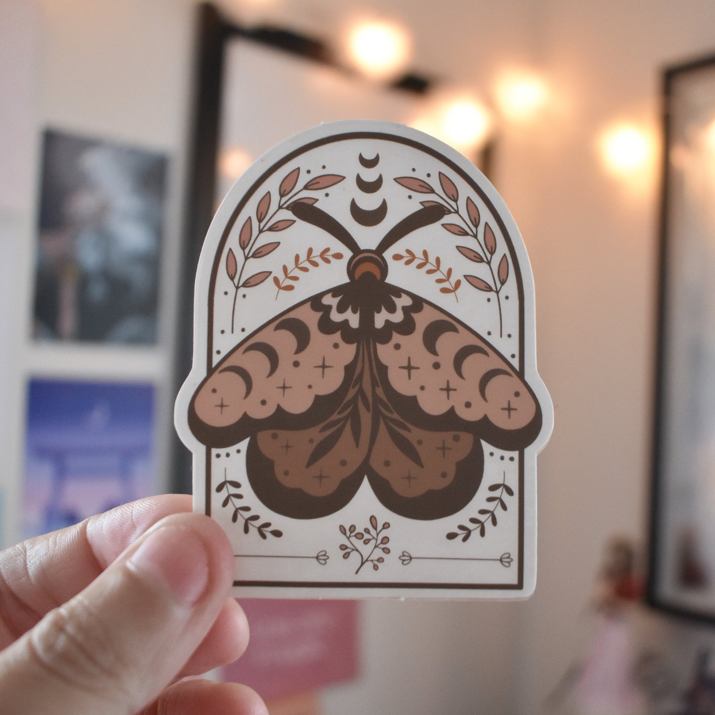Clear Brown Moth Die Cut Sticker