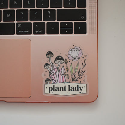 Clear Plant Lady Die Cut Sticker