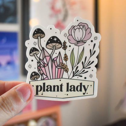 Clear Plant Lady Die Cut Sticker