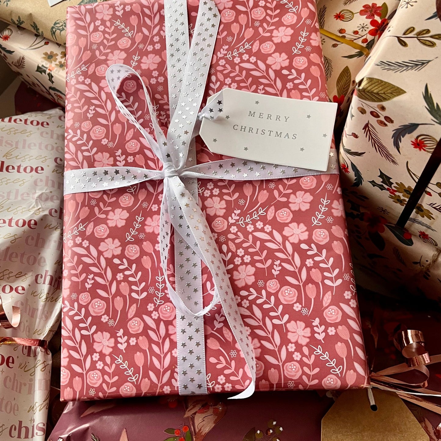 Pink Floral Wrapping Paper (2 sheets)